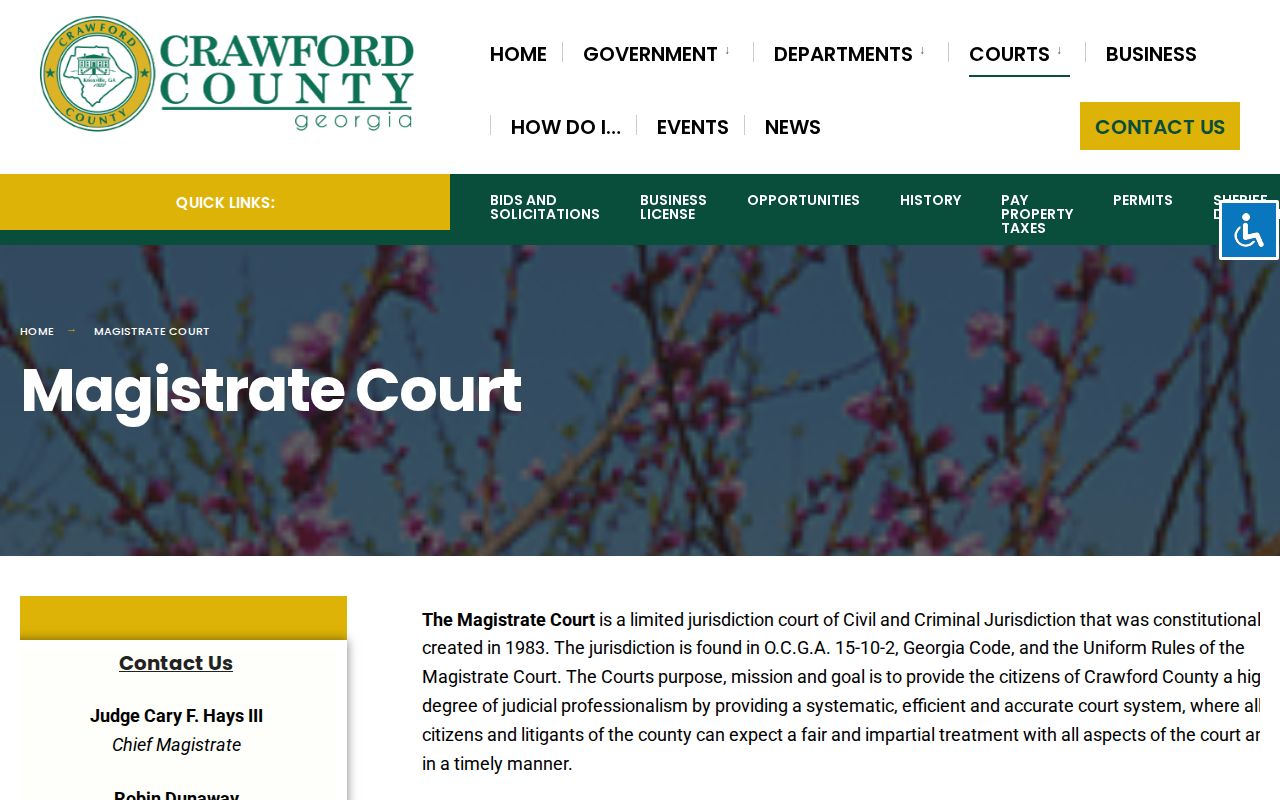 Crawford County Magistrate Court first-appearance and bond records path