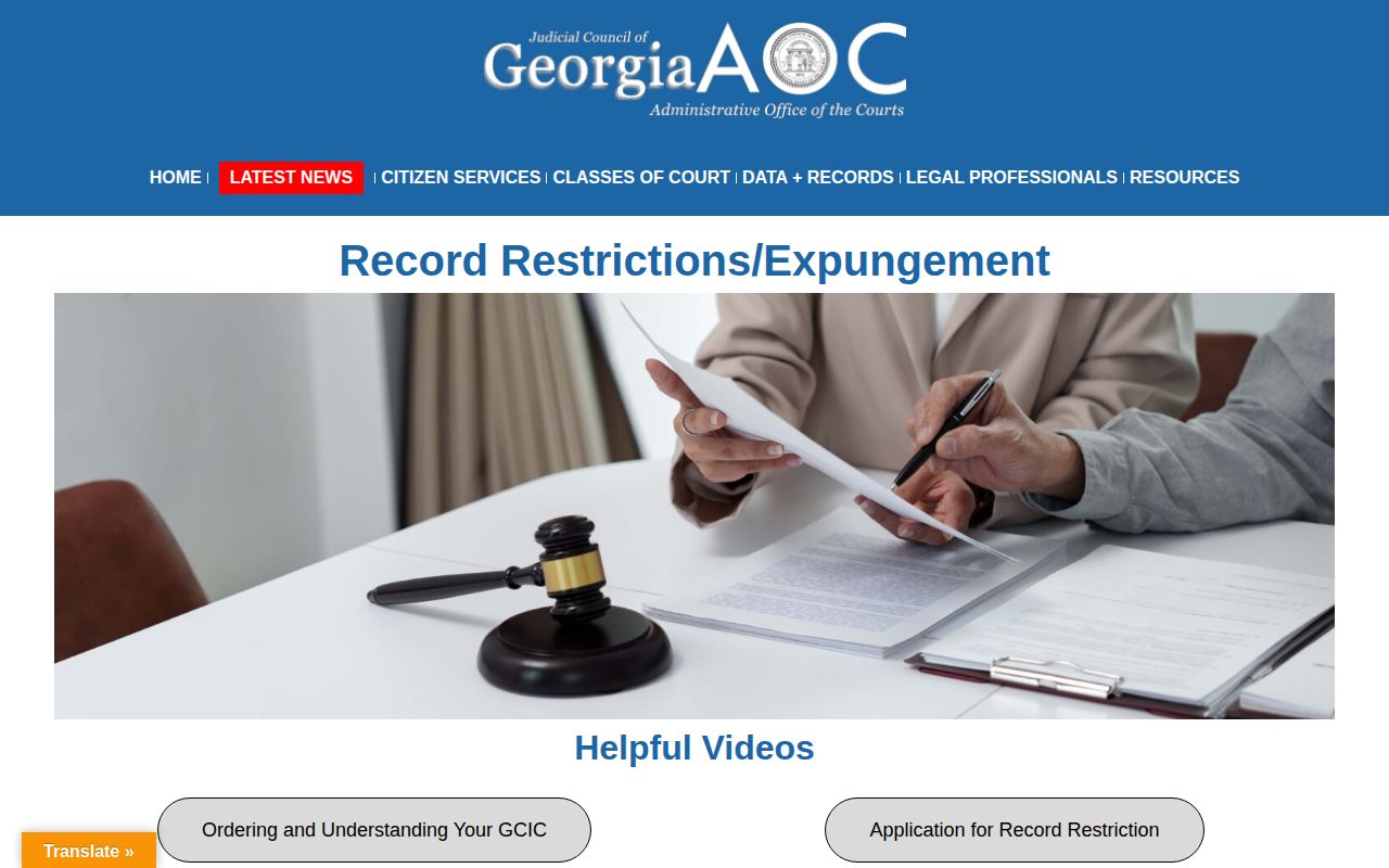 Georgia record-restriction form path for Crawford County arrest records