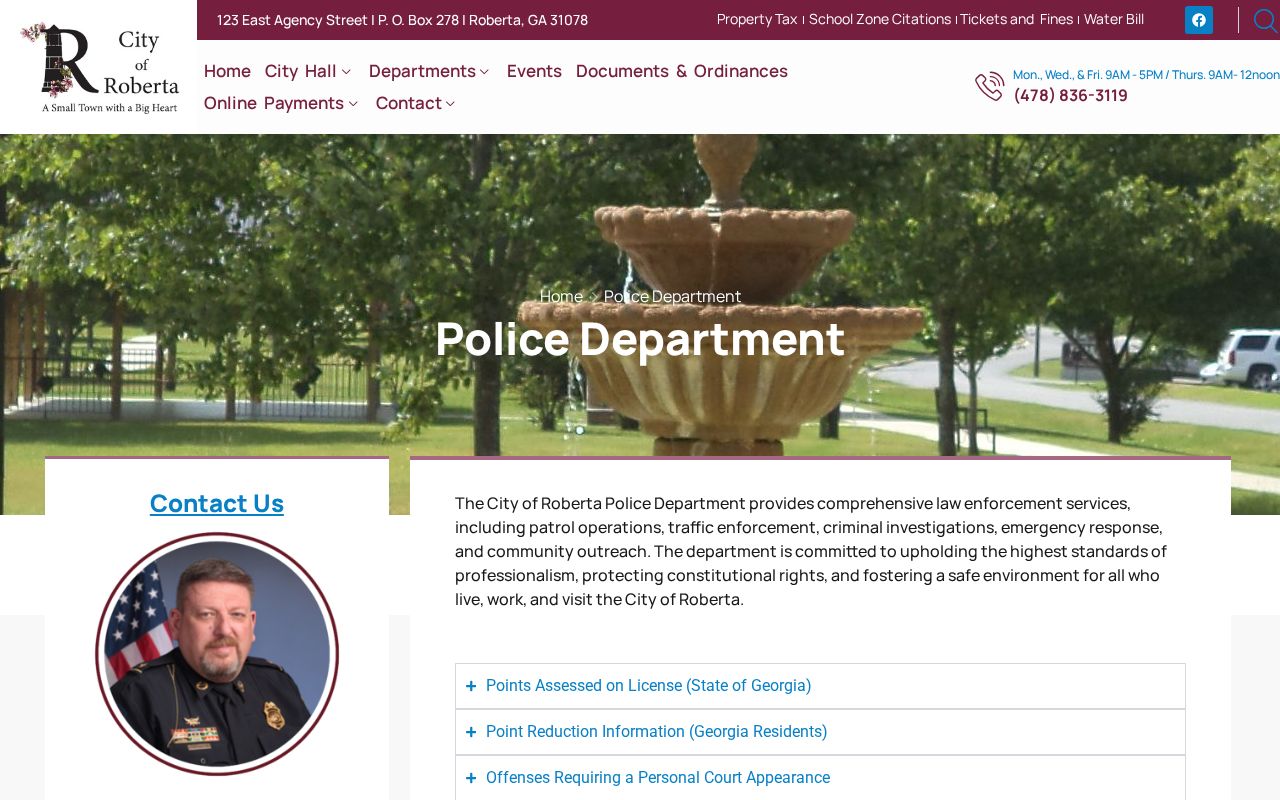 Crawford County, Georgia Roberta police booking-record source page